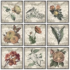 The Stupell Home Décor Collection French Botanical Illustrations 9 pc Wall