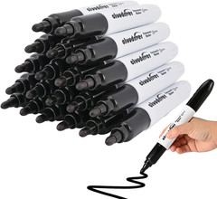Jumbo Size Permanent Markers, Black, 20 Pack, Large Permanent Markers, King Perm