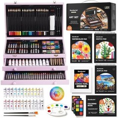 Deluxe Wooden Art Set 202 Pieces All-in-One Creative Supplies Gift Kit New
