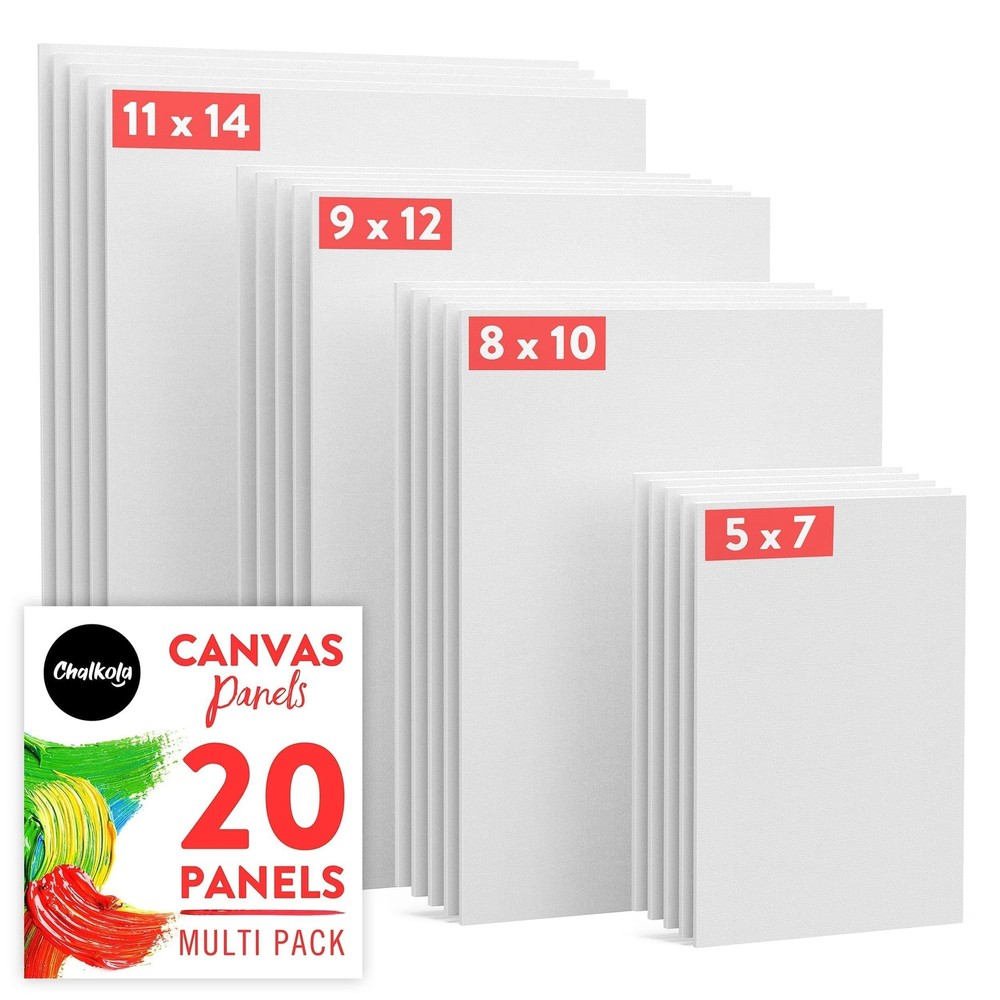 Canvas For Painting 20 Bulk Pack 5×7 8×10 9×12 11×14 Inch | 100% Cotton Panels