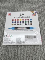 TBC the Best Crafts 24 Colors Dual Tip Acrylic Paint Markers,Waterproof, Non-Tox