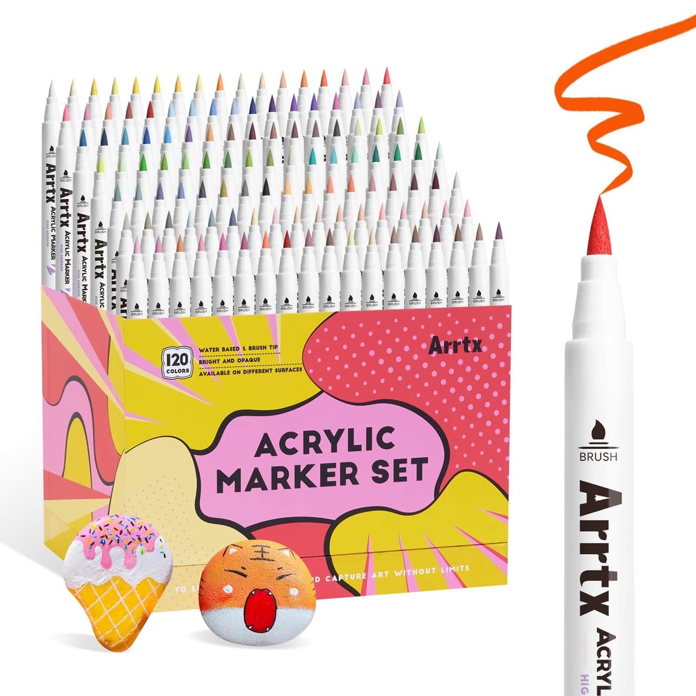 Arrtx 120 Colors Markers Paint Pens, Acrylic Paint Pens for Artists Adults Co…