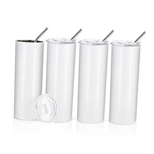Sublimation Blanks Skinny Tumbler White 20 OZ Straight Stainless Steel