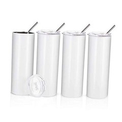 Sublimation Blanks Skinny Tumbler White 20 OZ Straight Stainless Steel
