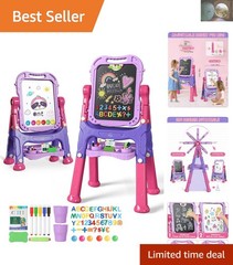 Magnetic Whiteboard & Chalkboard Kids Easel – Adjustable for Growing Artists