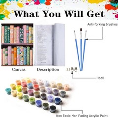 Book Paint by Numbers Kit for Adults DIY Reading Canvas Art 16×20 Inches
