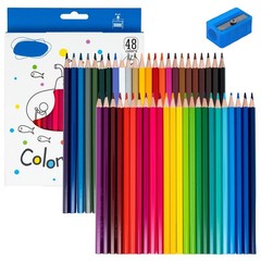 Colored Pencils Set Sharpener Soft Core Adult Books Artist Art 48 Colors Kit