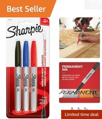 Assorted Color Fine Point Permanent Markers – Durable & Water-Resistant, 3-Pack