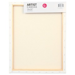 Studio Stretched Canvas, 100% Cotton Acid Free White Canvas, 16″x20″, 5 Pieces