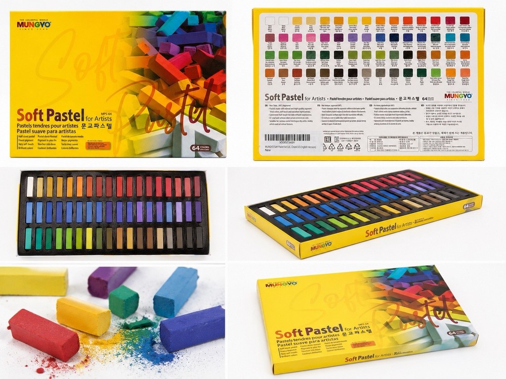 MUNGYO Soft Pastels Multicolor 64-Color Set MPS 64 Soft Pastel 64