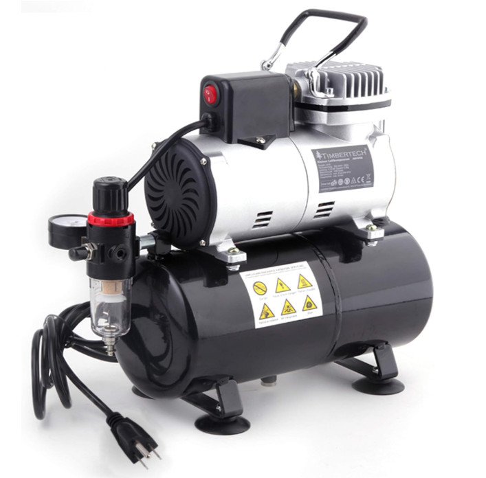 Compresor Mini para Aerógrafo 3L con Ventilador y Regulador de Aire