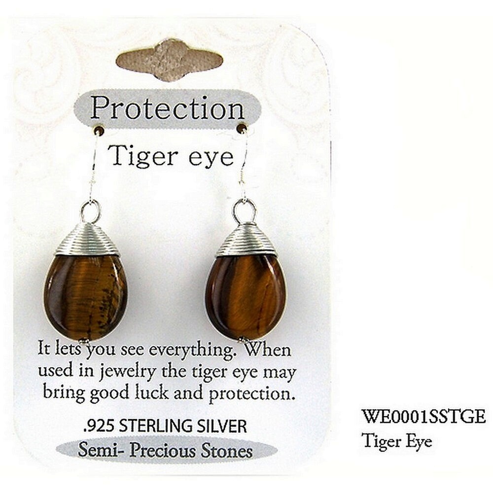 Semi Precious Stone Earrings – Tiger Eye -“PROTECTION ” – ER-WE0001SS-TGE