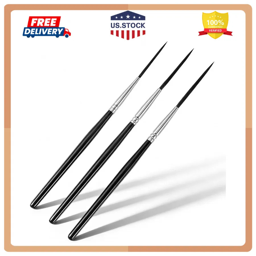 3 Pcs Extra Long Script Pinstriping Brush Set for Watercolor Acrylic Miniature