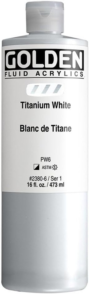 Fluid Acrylics by , Titanium White, 16 Fl. Oz. Bottle, Professional Acrylic Pain
