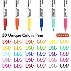 30 Colors Permanent Markers Fine Point Assorted Colors Works on PlasticWoodSt…
