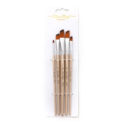 5pc 2# 6# 8# 10# 12# Angular Paint Brushes Set Nylon Hair Fr I0U9