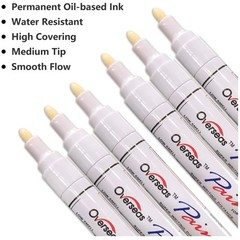 Waterproof White Paint Pens – Quick Dry Markers, 6 Pack