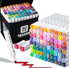 Alcohol Art Markers, 80 Colors Fine & Chisel Dual Tip Marker Set, Permanent A…