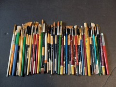 50 ASSORTED VINTAGE ARTIST PAINT BRUSHES, ESTATE LOT~Multiple Brands 1