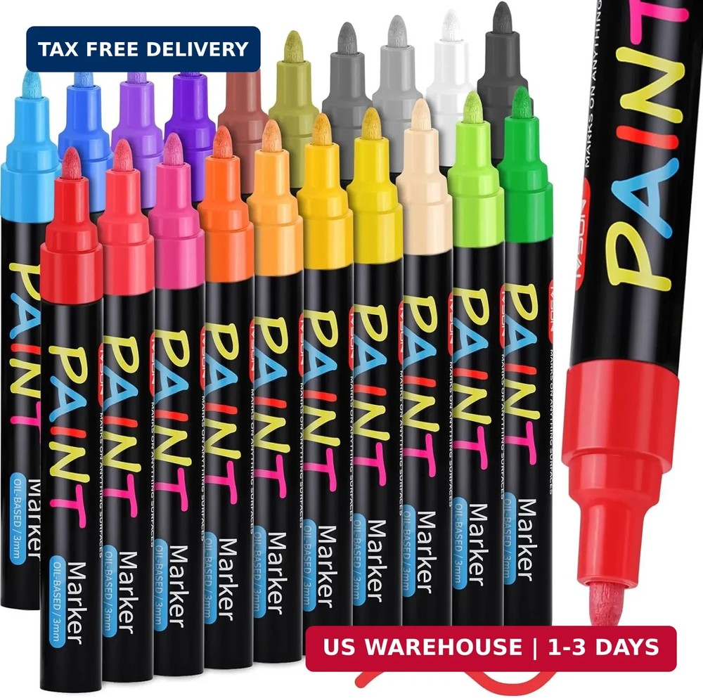 IVSUN Paint Pens Paint Markers, 20 Colors Oil-Based Waterproof Marker Pen Set, N