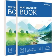 Watercolor Paper Pad 9×12 Inch 140lb/300gsm Drawing Sketchbook Blue 2 Pack