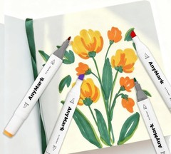 AnyMark Alcohol Markers, 60 Colors Dual Tip Art Coloring Markers Set for Adult B