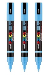 uni PC5BR WaterBased Paint Marker Reversible Brush 1.04.0mm Light Blue 3CT