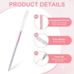 1 mm Glitter Gel Pens, 12 Pcs Fine Point Colored Gel Pens, Rainbow Colors
