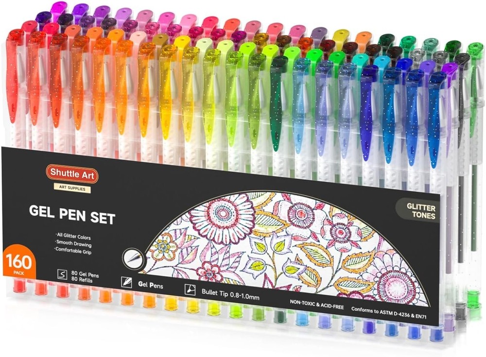 Ultimate 160 Color Glitter Gel Pens with Refills – For Art, Journaling & Crafts