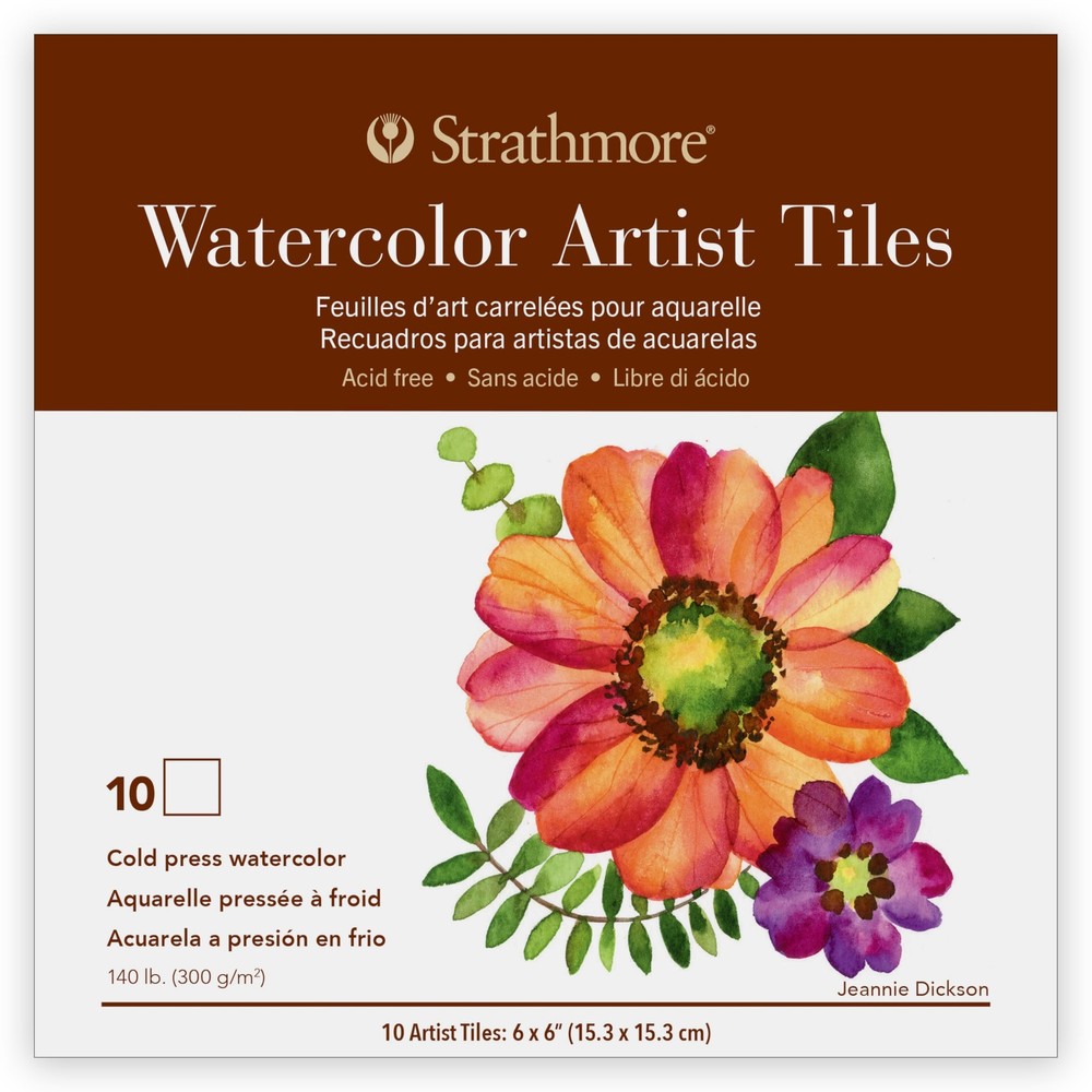 Watercolor Artist Tiles 6×6 Inch 10 Sheets Cold Press 400 Series White
