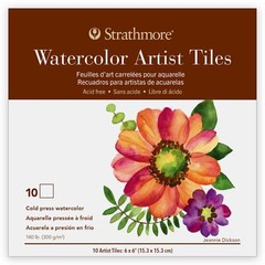 Watercolor Artist Tiles 6×6 Inch 10 Sheets Cold Press 400 Series White