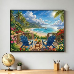 Paint by Numbers Kit for Adults Landscape, Summer Beach DIY Number Painting f…