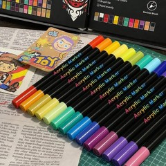 24/48/120 Colors Acrylic Paint Markers Dual Tip Fine Brush Art Pens