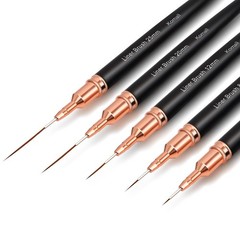 Komall Metallic Nail Art Brushes, 5Pcs Liner Brush Set, UV Gel Polish Black