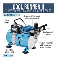 Master Airbrush Air Brush Kit with Air Compressor TC-320-