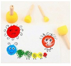 40-Pieces Assorted Size Round Sponges Brush Set, Paint Tools for Kids