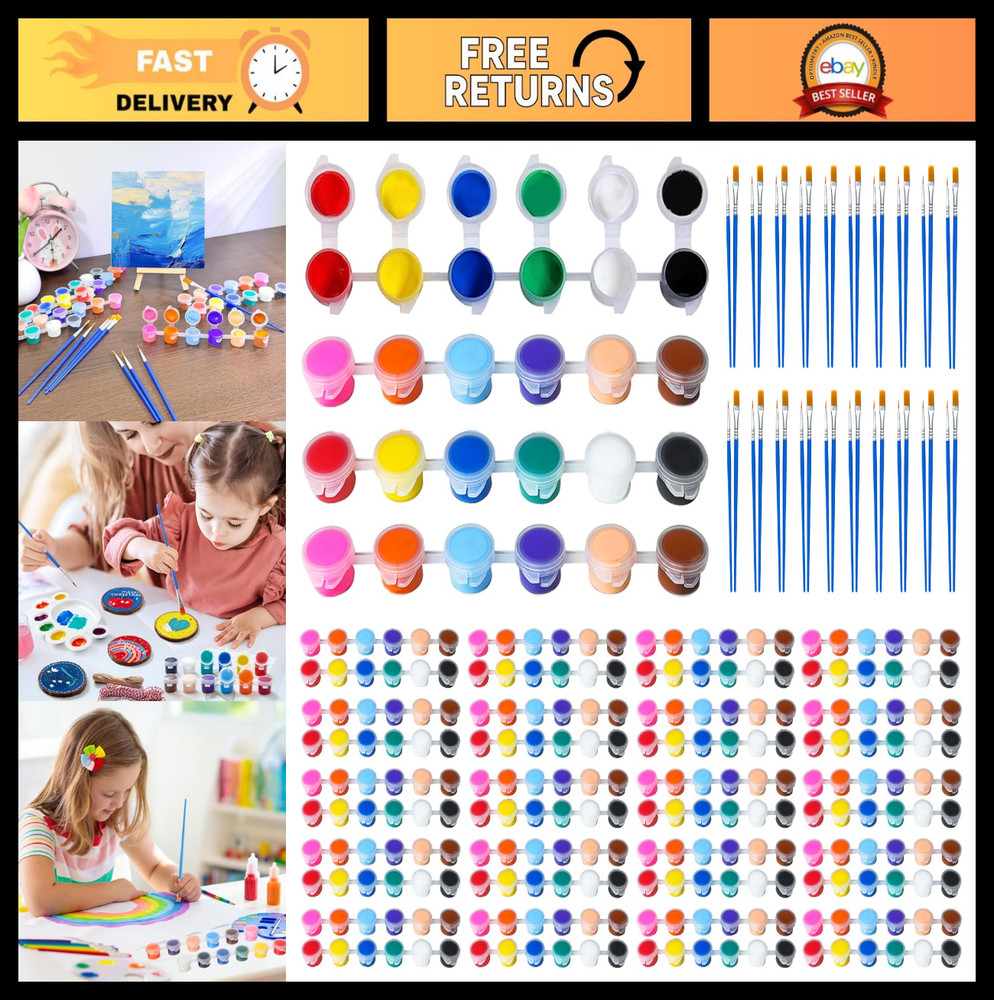 30 Pack Mini Acrylic Paint Set for Kids – 12 Washable Colors, Perfect for Arts &