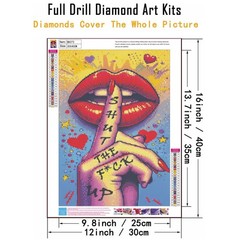 Pop Art Lips Diamond Kits for Adults,DIY 5D 12×16 Inches, BK073