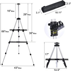 Sturdy Portable Easel with Bag – Height Adjustable 17 to 66 Inches for Displays