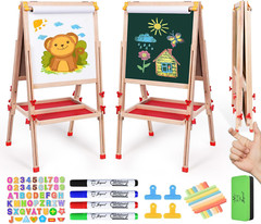 Art Easel for Kids Easel, Kids Easel for Painting Wooden Whiteboard & Chalkboard