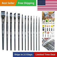 Artist Paint Brush Set of 12 for Watercolor Acrylic Gouache Oil and Tempera P…