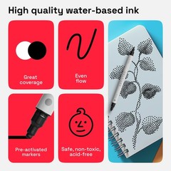 2 Black Dual Tip Acrylic Paint Pens Multisurface Markers 5mm Dot 1mm Fine Tip