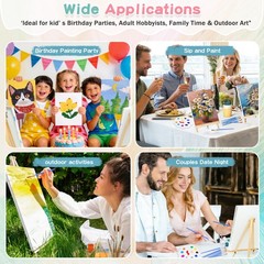 15 Pack 8×10 Canvas and Easel Set, Sip and Paint Kit for Adults, Art Supplies