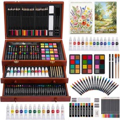TMOL Art Supplies, 175-Pack Deluxe Art Set Drawing Painting Kit with 2 Drawing P
