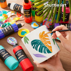 Shuttle Art 18 Colors Acrylic Paint Bottle Set (250Ml/8.45Oz), Rich Pigmented Bu