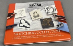 Derwent: Sketching Collection – 24 Mixed Media Drawing Materials METAL TIN