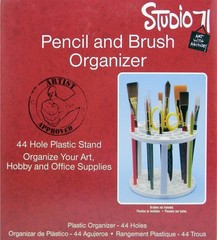 Studio 71 Pencil and Brush Stand, White Plastic, Round
