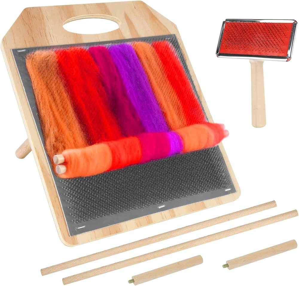 Wool Blending Board,Wool Hand Carders Angle Includes 1 Wool Brush and 2 Wooden C