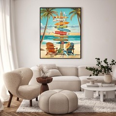 Paint by Numbers Kit for Adults, Beach Sign and Palm Trees DIY Painting on Ca…