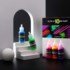 Acrylic Glow in The Dark Paint, 10 Bright Colours Liquid Luminous Paint, Neon Pa